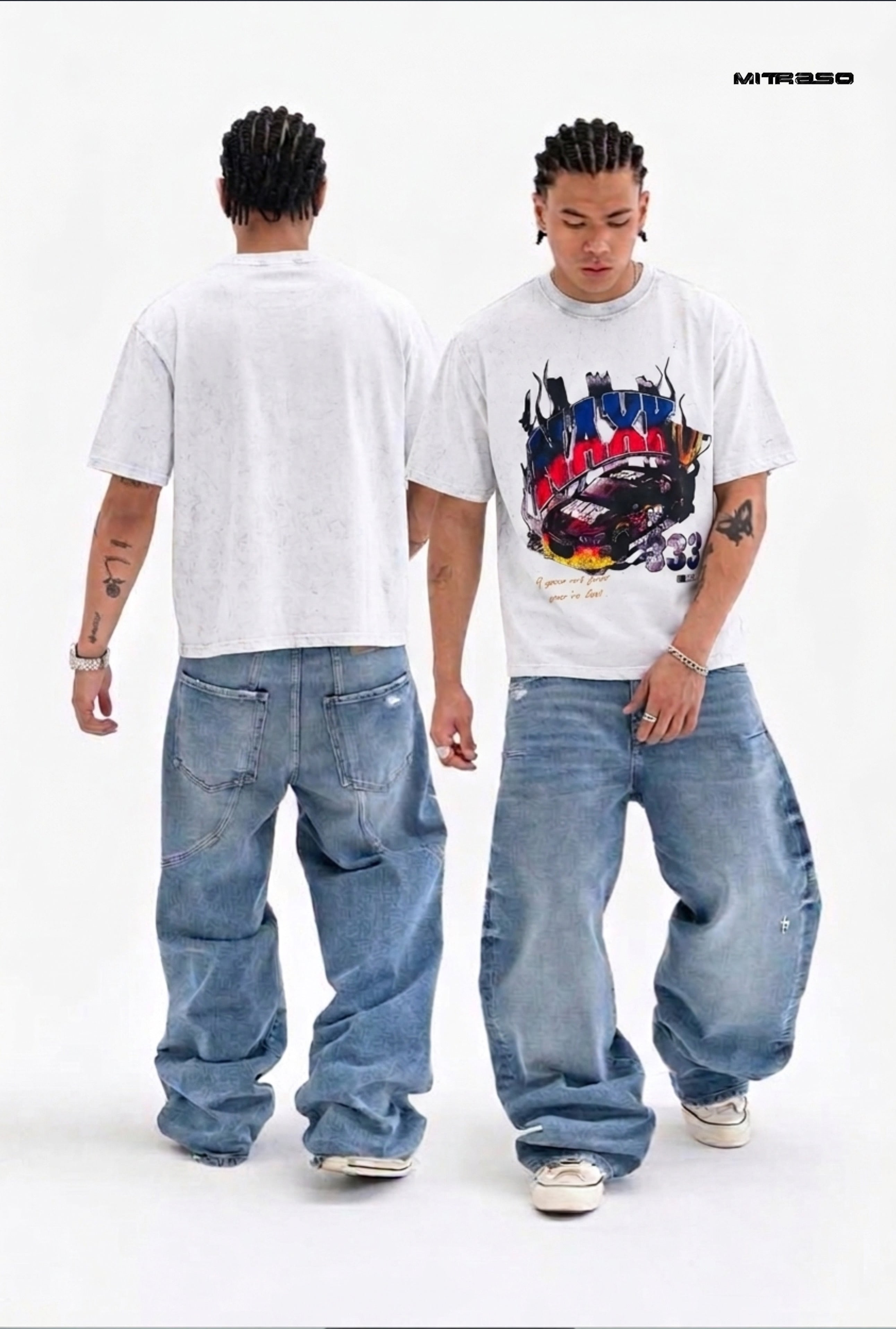 Acid Washed Graphic Oversized Unisex Tee | 03Rc