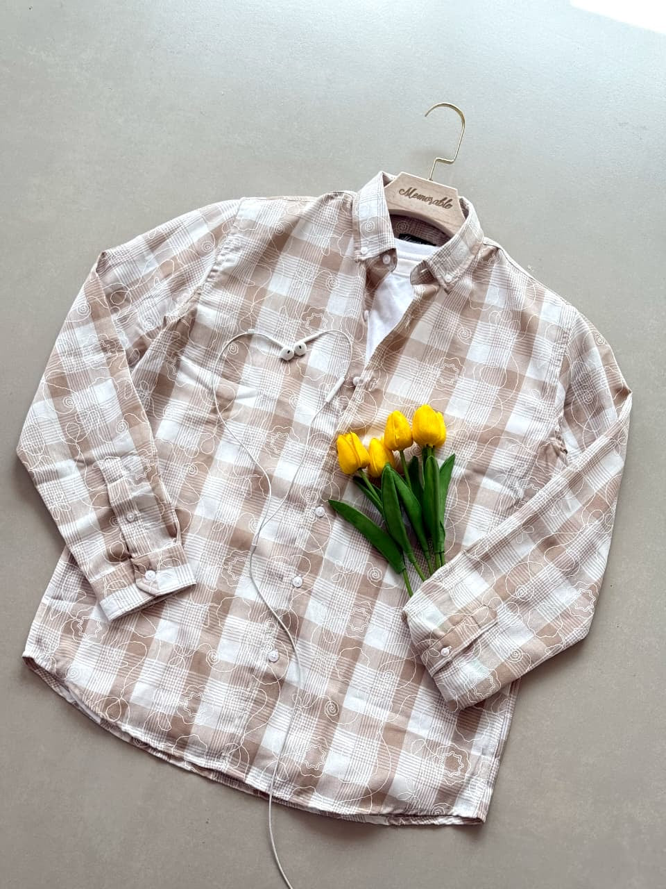 Embroidery Check Patern Shirt Premium