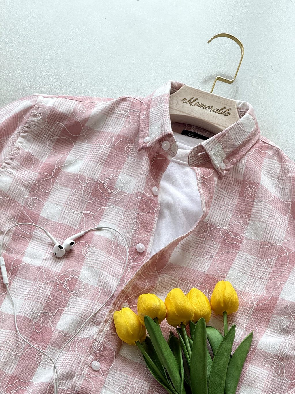 Embroidery Check Patern Shirt Premium