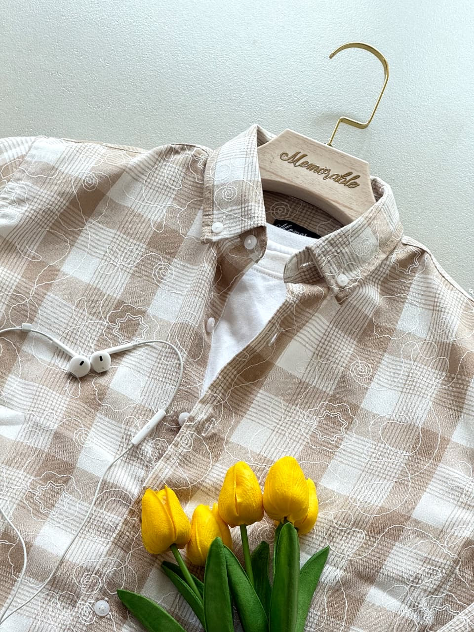 Embroidery Check Patern Shirt Premium
