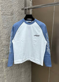 Raglan Emroidery Full Sleeve Tee- sky blue