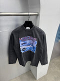 Acid Washed Full Sleeve Unisex Oversized Graphic Tee | 01x