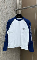 Raglan Emroidery Full Sleeve Tee- navy blue
